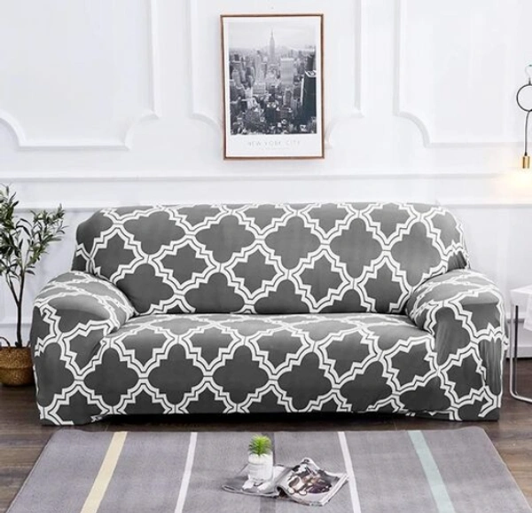  Universal Single Seater Sofa Cover Big Elasticity Cover for Couch Flexible Stretch  Polyster  Sofa Slipcover (Single Seater,Grey Diamond) - Grey, Polyster, Elastic, Multipack Of 1